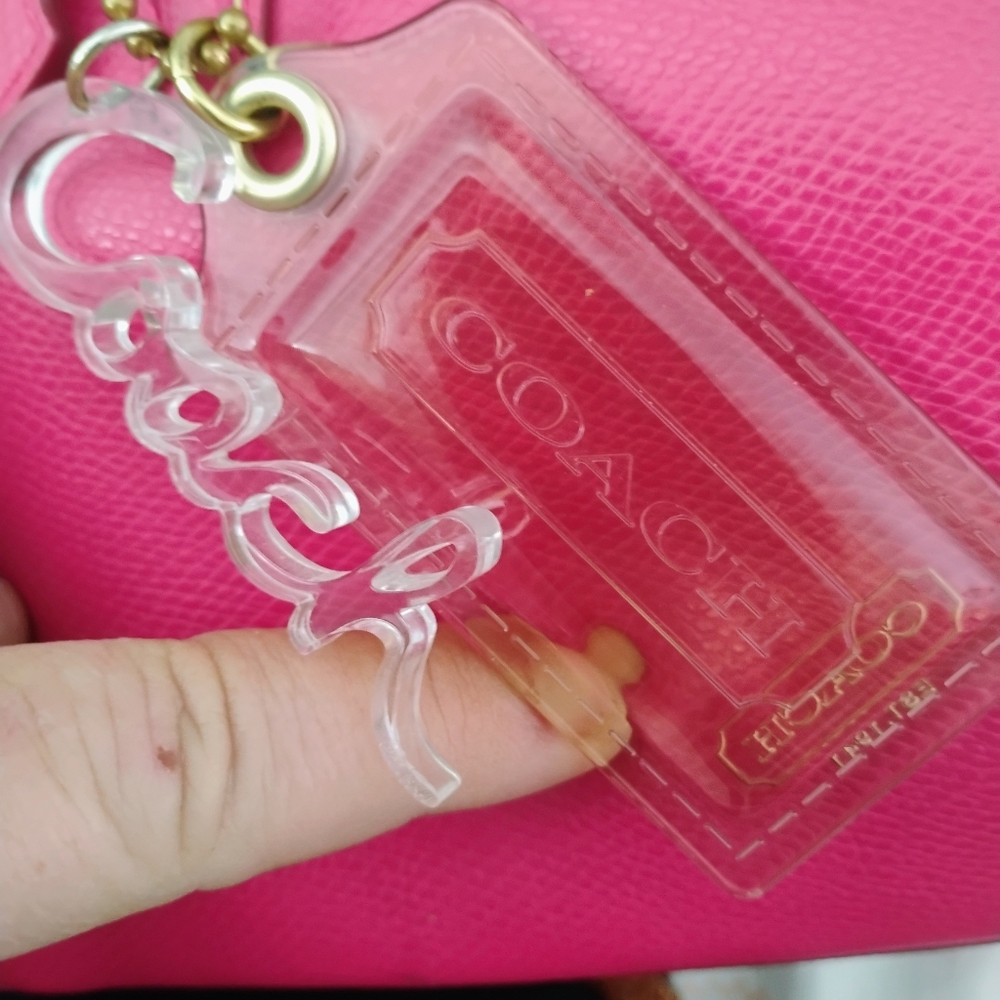 Coach Keychain With Large Plastic Clear Tag